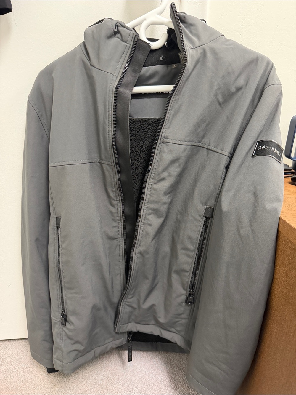 Calvin Klein Men's Hooded Gray Softshell Jacket